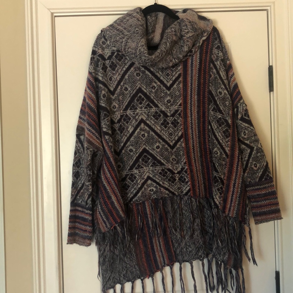 Medium purple wool poncho jacket with cowl neck from Free People!